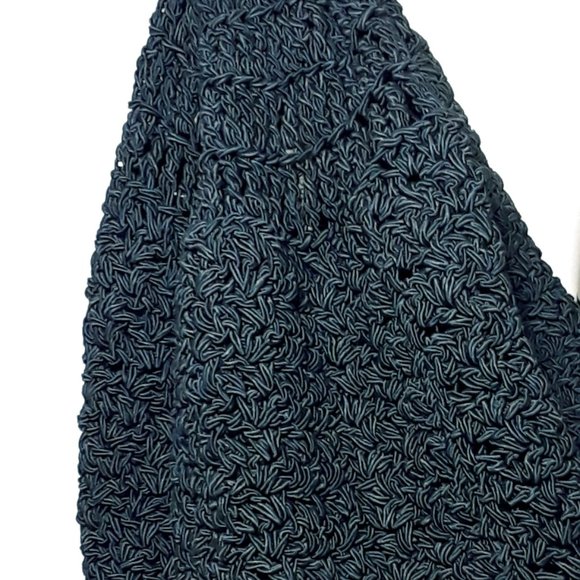 Carrie Forbes Vintage Backpack Purse Shoulder Knit Satchel Boho Woven Black Bag - Picture 11 of 16